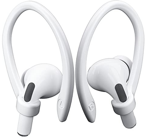 ICARERSPACE 2 Pairs AirPods Ear Hooks for AirPods Pro 2, Pro, 4, 3, 2 & 1 - Upgraded Anti Slip Sports Clip Hooks - White
