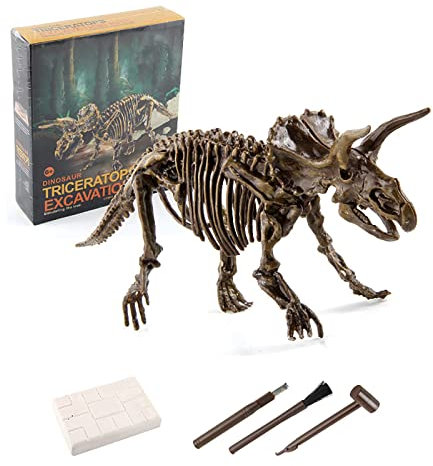 NOOLY Dinosaurier Spielzeug Ausgrabungsset, Pädagogisches Realistisches Dinosaurier Spielzeug Für Jungen Und Mädchen Ab 3 Jahren KLHS-01 (Triceratops)