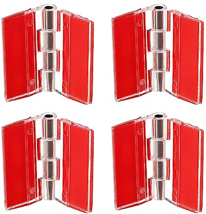 sourcing map 4Pcs Acrylic Hinges, 30x35mm Self-Adhesive Clear Hinge with Stainless Steel Shaft Continuous Piano Hinges for Cabinet Drawer Display Stand