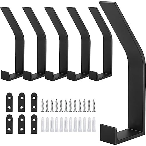 Bogoro 6 Stück kleiderhaken garderobe akustikpaneele haken akustikpaneele garderobe haken Mit Schrauben Für Schlafzimmer Bäder Kleiderschrank Küchen (Schwarz)