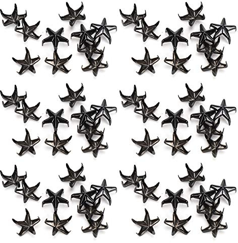 200 Piezas Remaches de Estrella, 10mm Clavos de Garra de Estrella, Remache de Tachuelas Punk de Metal para Manualidades de Cuero para Bolsos DIY Sombreros Decoración de Ropa(Negro)