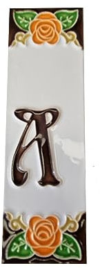 Azulejos de cerámica pintados a mano con números de dirección de 15 x 4,8 cm (baldosa letra A)