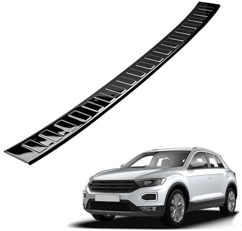 CHROMEMASTER | Kompatibel mit VW Volkswagen T-ROC 2017+ | Ladekantenschutz Stoßstangenschutz | Edelstahl/Dunkles Chrom | Lackschutzleiste Sichert den Heckstoßfänger vor Kratzern