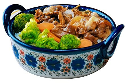 ECOLFE Salad Bowls,Soup Bowls, French Onion Soup Bowl 33oz Retro Ceramic Soup Bowl with Handle Suitable for Barbecue Salad Oat Stew Pasta Bowl-Tulip (Color : Blue Sorrel)
