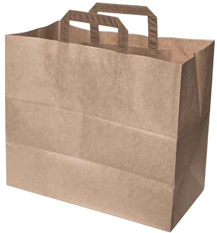 Papiertragetaschen 250 Stück - Braune Papiertragetaschen - 32+16x26 cm - BIO - Umweltfreundlich - Taschen - Mahlzeitbeutel - Braun - Papiertüten - Geschenktüten - Papierbeutel - Papierbeutel -