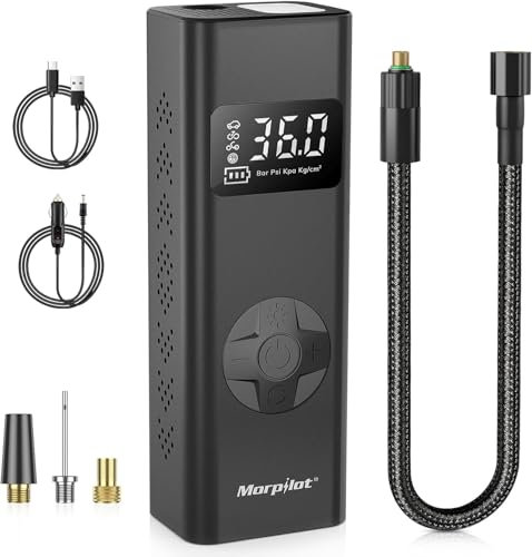 Tire Inflator Portable Air Compressor - 7800mAh Battery & 12V DC Electric Air Pump for Car Tires with Tire Pressure Gauge, 150PSI Bike Tire Pump with LED Light for Car SUV ATV Motorcycle Bike