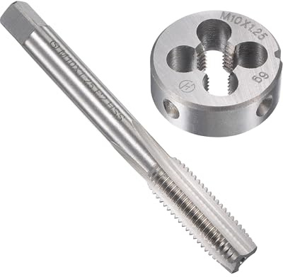 MACHSWON Ensemble tarauds et filières métriques M10 x 1,25 mm – Taraud à vis avec kit de filière de filetage rond pour réparation de filetage