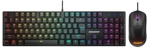 Cougar Gaming | Pack Teclado Ratón Gaming | Teclado + Ratón Gaming con cable MECÁNICO RGB – Compatible con PC – Interruptor mecánico – Marco de metal – Ratón ligero