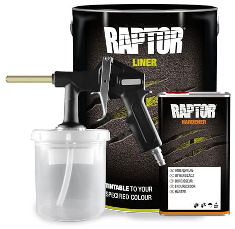 Generisch RAPTOR Lack Grün inkl. Härter & Lackierpistole - kratzfeste Beschichtung für Fahrzeuge - RAL 6005