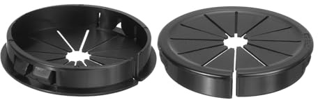 sourcing map 2Pcs Cable Grommets, Snap Bushing Grommet for Holes with 2.36(60mm) Mounting, Petal-Shaped Buckle Round Nylon Cable Desk Grommet for Cables and Cords Management, Black