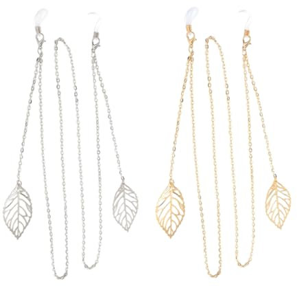 GALPADA 2stücke Metallmaskenketten Anti-verlust-lanyards Für Brillen Blattförmiger Aufhänger Für Damen Elegante Brillenkette Zubehör Für Einwegmasken Und Sonnenbrillen