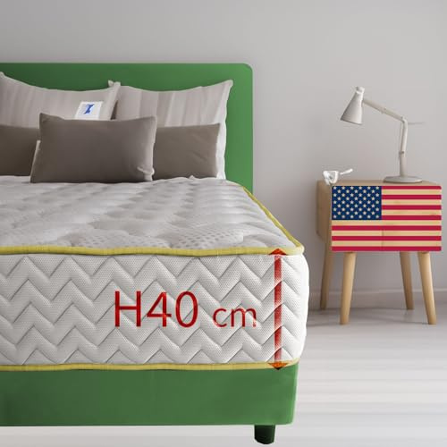 Comfy Line Memory-Matratze, amerikanische Einzelbett-Matratze, 90 x 200 cm, 40 cm hoch, antiallergisch, nicht erwärmend
