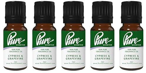 Pure Scented 50ml Fragrance Oils - 5 x 10ml Suitable for Candles, Soaps, Slime, Diffusers, Cosmetics, Wax Melts, Designer (5 x 10ml, Cypress & Grapevine)