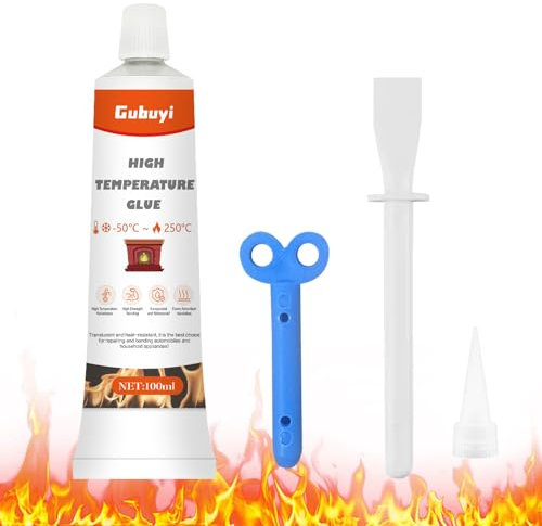 Colle haute température 100 ml Résistante à la chaleur Colle pour caoutchouc et métal Transparent Pour voiture, four, vitres de four et plaques de cuisson