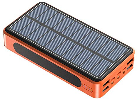 Power Bank Caricabatterie Solare 100000mAh Wireless Solare con 5 Uscite e 4 Ingressi e Torcia LED, Caricabatterie Portatile a Ricarica Rapida Batteria Esterna per iPhone, Android, Samsung, A