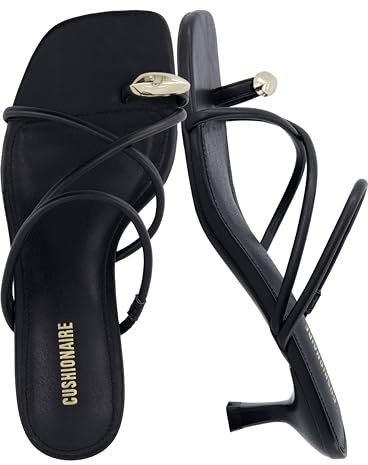 CUSHIONAIRE Maui Riemchensandalen für Damen mit Kitten-Heels, veganes Leder, Schlupfsandalen für Damen, quadratische Zehenpartie, Hochzeitsschuhe