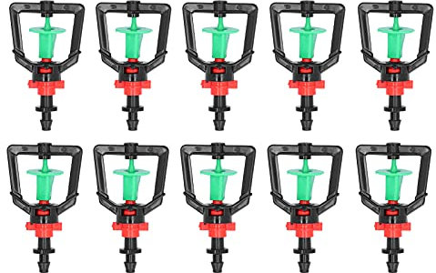 10PCS Micro Sprinklers, 360° Rotating Nozzle Heads, Adjustable Misting Spray Heads for Garden Lawn Greenhouse Drip Irrigation System