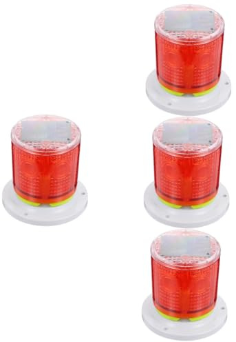 Ciieeo 4 Pièces Voyants solaires lumière d'alarme voyant solaire stroboscopique lumières stroboscopiques en plein air Feux de détresse lumière stroboscopique solaire Plastique rouge