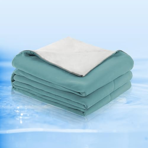 Centhermy Cooling Comforter Blanket for Hot Sleepers – Single Size Lightweight Summer Blanket, Soft & Breathable, All-Night Cooling, Reversible Design (150x200cm, Ice Green/Grey)