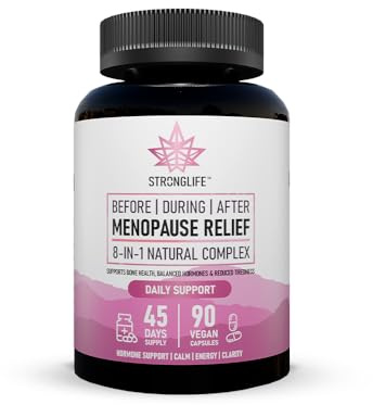 Menopause Support Capsules – Before, During & After – Red Clover, Ashwagandha, Maca, Ginseng, Sage, Magnesium, B6, D3 – 90 Capsules (45-Day Supply)