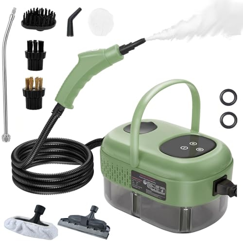 Pulitori a vapore da 2500 W, vaporizzatore portatile per carta da parati, vapore per la pulizia di malta per piastrelle auto soggiorno bianco, con 3 testine, Smart Touch, serbatoio dell'acqua da 1,2 l