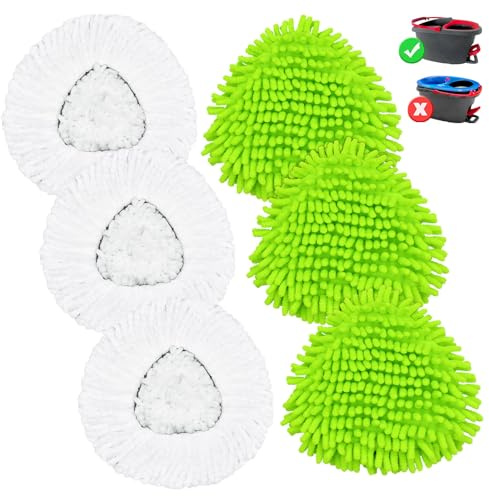 Hezane 6PCS Mop Heads Replacements for velida, Microfiber Mop refills Compatible with vileda EasyWring 1 Tank System, Dry and Wet for Cleaning All Hard-surfaced Floors