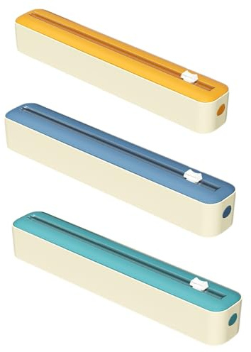 Distributeur de film alimentaire, boîte de rangement avec coupe-film alimentaire, distributeur de papier aluminium et film alimentaire avec coupe-film, pour la cuisine (3 pcs)