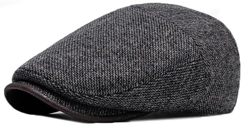 Bigoco Boinas Gorras Plana Hombre Lana Irlandesa Beret Newsboy Flat Gorras Vintage Estilo Ajustable Cabbie Sombrero (FR/ES, Letras, Talla única, Gris)