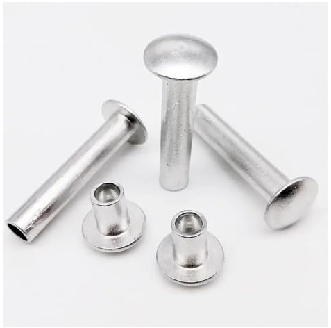 Remache de aluminio cabeza semihueca, redondo, plano, con botón, 2 mm, 3, 4, 5 y 6 (10/50 unidades, M2, ., M3, M4, M5, M6, GB873) lingli(M2.5 50pcs,10mm)