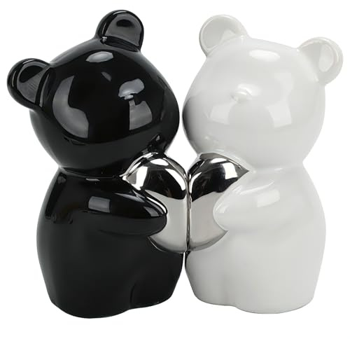 BSDLZCH Liebesfigur Keramik Liebesbär Geschenk für Paare zum Jahrestag Hochzeit Andenken Moderne dekorative Ornamente Geschenk für Sie, Frauen, Freundin, Braut – Zuhause & Büro Wohnzimmer Dekor