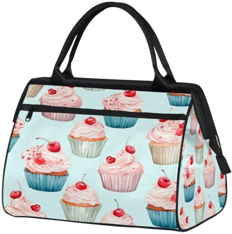 Ginfult Sac de sport imperméable à motif gâteau alimentaire sac de voyage sac de sport léger sac fourre-tout de week-end pour femme et homme