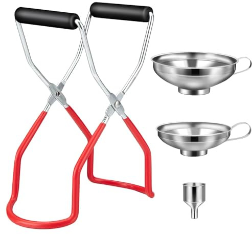 Mis.Moon 4 Stück Trichter Set, Küchentrichter, Edelstahl Marmeladentrichter, mit Griff und Glasheber, für Marmelade, Einmachen, Öl, Gewürze - Spülmaschinenfest