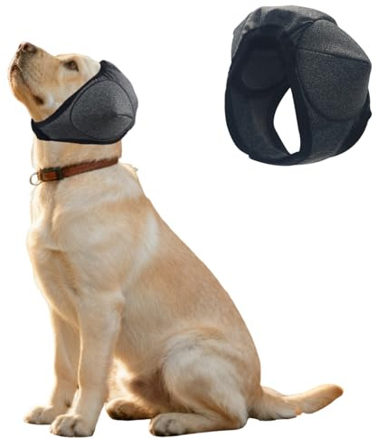 Adhiper Protège-Oreilles pour Chiens Amélioré pour Réduction du Bruit, Élastique et Étanche pour Toilettage, Bain, Séchage & Natation, Soulagement de l’Anxiété, Espace Auriculaire Réservé (Gris, S)