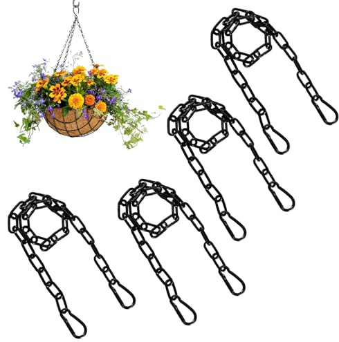 4 Stück Edelstahlkette Schwarz,Kette mit Karabiner 0.5m Metallkette, Aufhängekette Edelstahlkette,Kette für Zauntore, Gartentore und Türen von Tierkäfigen