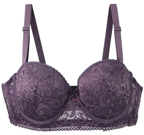 Genérico Sujetador con de Soporte Total para Mujer Tallas Grandes Confort Realce Diario Tipo Camiseta Bandas Laterales Amplias (Purple, 75A)