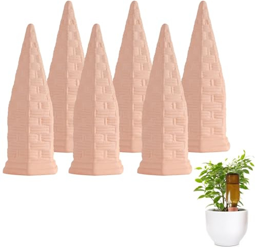 BrilliantDay Oyas A Planter Terre Cuite, Lot de 6 Ollas Arrosage Automatique et Ecologique pour Plante d'Intérieur et d'Extérieur, Cône en Argile d’arrosage, Oyas a Enterrer Terracotta