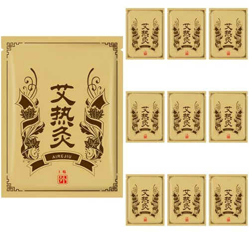 10 cerotti per moxibustione a base di artemisia, confezione da 10 pezzi di cerotti autoriscaldanti a base di erbe, 10,4 x 14 cm, cuscinetti grandi per il comfort di spalle, vita, gambe e articolazioni