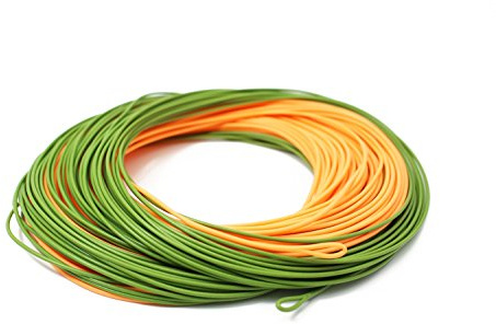 Schwimmende Fliegenschnur, 30,5 m, WF-5F/6F/7F/8F, zweifarbig, mit 2 verschweißten Schlaufen, Light Green&Orange, 8.0
