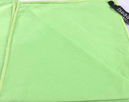 Iseaa 2er Set Mikrofaser Handtücher extrem saugfähig antibakteriell leicht Sporthandtuch Badetuch Saunatuch Strandtuch Yoga Tuch Microfaser Handtuch 200x100cm + 30x50cm Grün