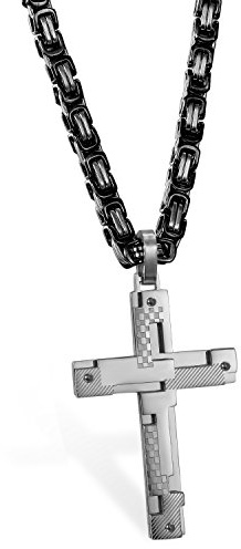 OIDEA mäns kors kungskedja halsband: Jesus krucifix bibeln hänge med kungskedja kristna korskedjor tung cyklist kedja religiösa smycken gåva för män far vän, 4.6cm x 2.4cm (Anhänger) mit einer 55cm