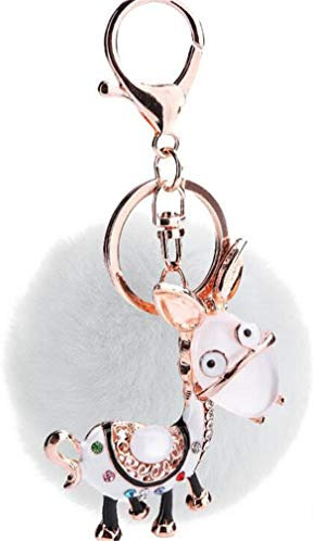 Keychain Schöne Autoschlüssel Pferd Strass Metall Schlüsselanhänger glänzendem Taschenanhänger Auto-Anhänger Weich Schlüsselring Handtaschenanhänger Dekor Glücksbringer Geschenk (Weiß)