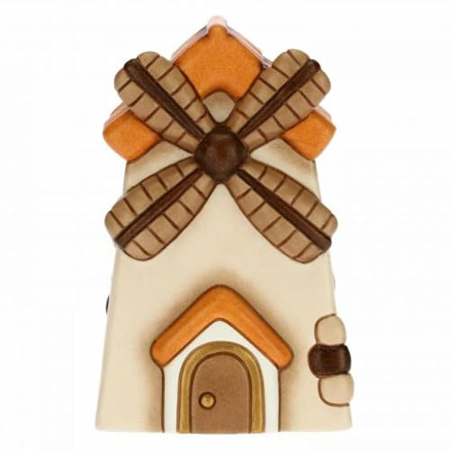 THUN - Krippenfigur Windmühle - Weihnachtsdekoration Haus - Klassische Krippe - Keramik - 7,5 x 7,5 x 12,5 h cm