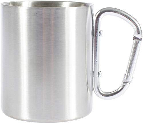 C.A.O. - Quart double paroi avec mousqueton 30 cl en Inox - Hauteur 9 cm - Diamètre ø 7,4 cm