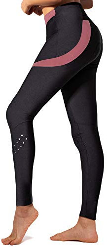 Santic Fahrradhose Lang Damen Gepolsterte Winter Thermo Leggings Radlerhose Radhose Radsport Lange Hosen Tights Elastische Schnell Trocknend Rot M