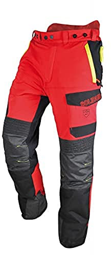 Solidur INPA7M - Infinity - Typ A Klasse 1 - Kettensägenhose - Version 7 cm kürzer - Außergewöhnlicher Komfort und Schutz - Größe 4XL - Rot