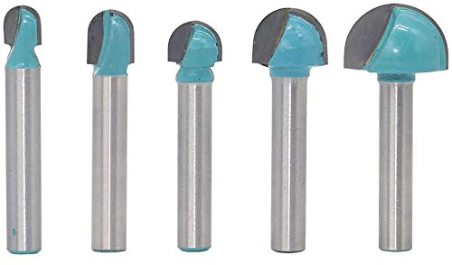 CENPEK 5 pièces 6mm Tige Ronde Nez Cove Core Box Fraises pour Le Travail du Bois carbure de tungstène Pointe Cove Core Box Fraises