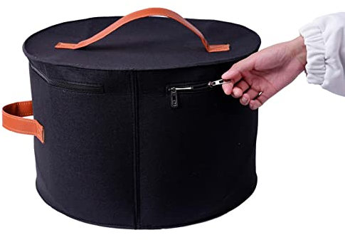 sadfd 1 Stück Hutschachtel Rund Mit Deckel, Groß Hutkoffer, Hutbox Pop Up Hut Aufbewahrungsbox, Runder Organizer Transparentem Dekorativer Schrank Organizer, 43cm, Schwarz