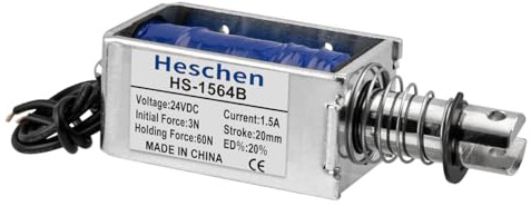 Heschen Magnet-Elektromagnet, HS-1564B, DC24V 1,5A, 20mm Hub, Kraft 60N, Push-Pull-Typ, offener Rahmen, Linearbewegung