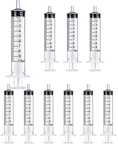 GSSFASHION Lot de 10 seringues de 10 ml/10 cc sans aiguille pour l'artisanat, l'alimentation des animaux domestiques, l'industrie et la science (10 ml)