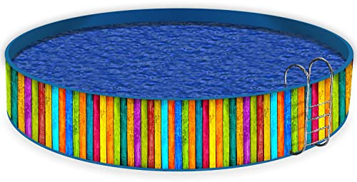 Wallario Pool Verkleidung mit Motiv ohne Ösen, Umrandung Dekoration, Motiv Buntes Holz - Bunte Streifen mit Farbe und Holzstruktur, Größe Höhe 120 cm x L 15m